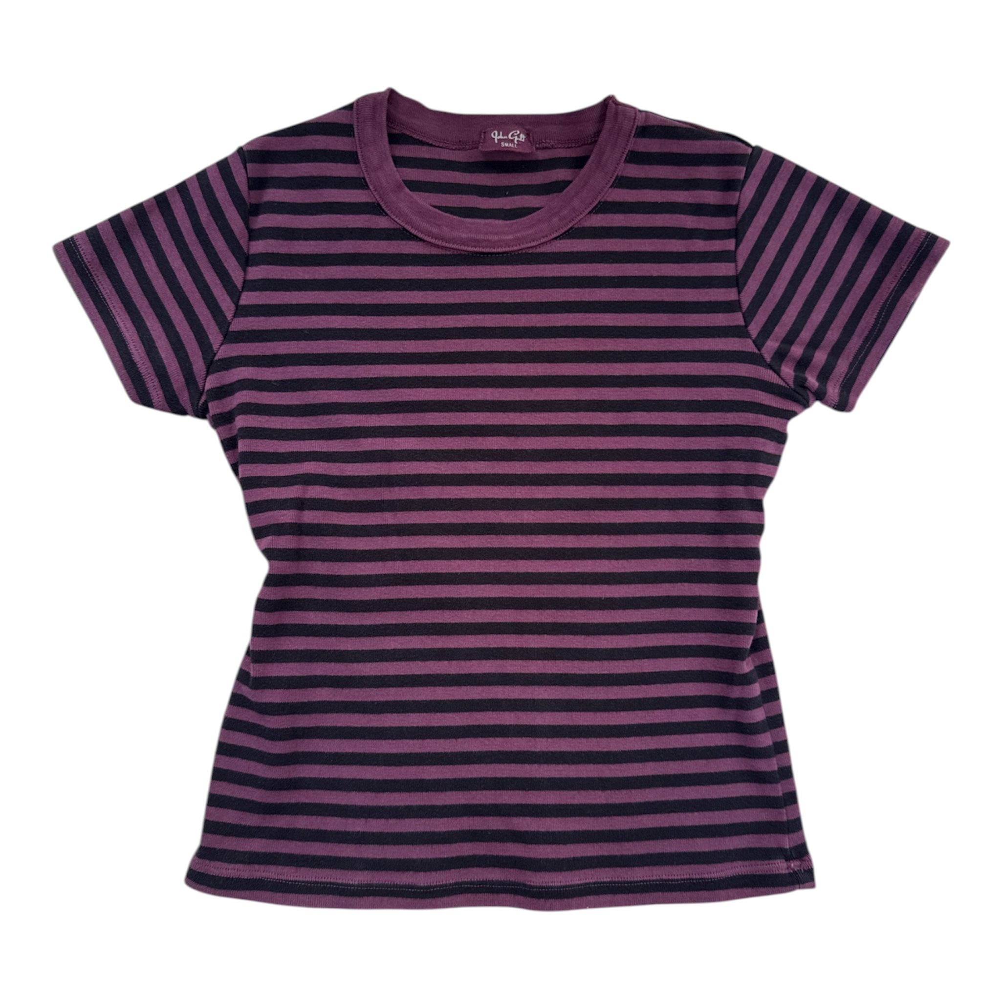 Purple and black striped baby tee