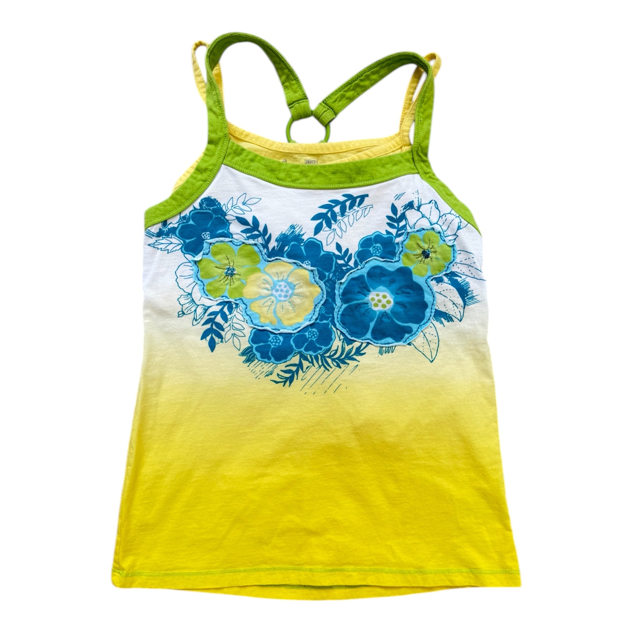 Yellow + green floral tank top with adjustable straps