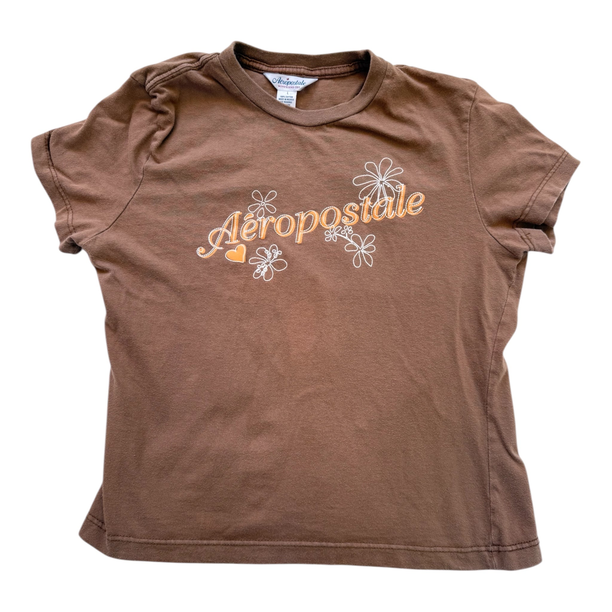 Aeropostale brown boyfriend tee with flower design